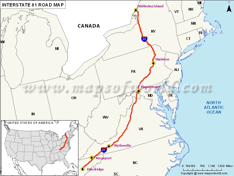 US Interstate 81 Map