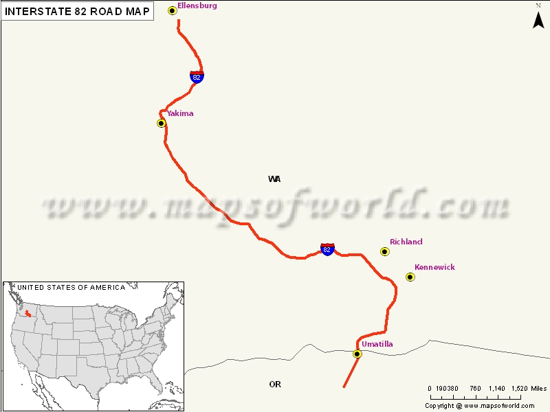 US Interstate 82 Map