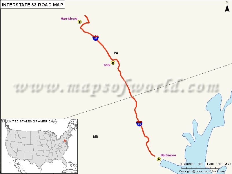 US Interstate 83 Map