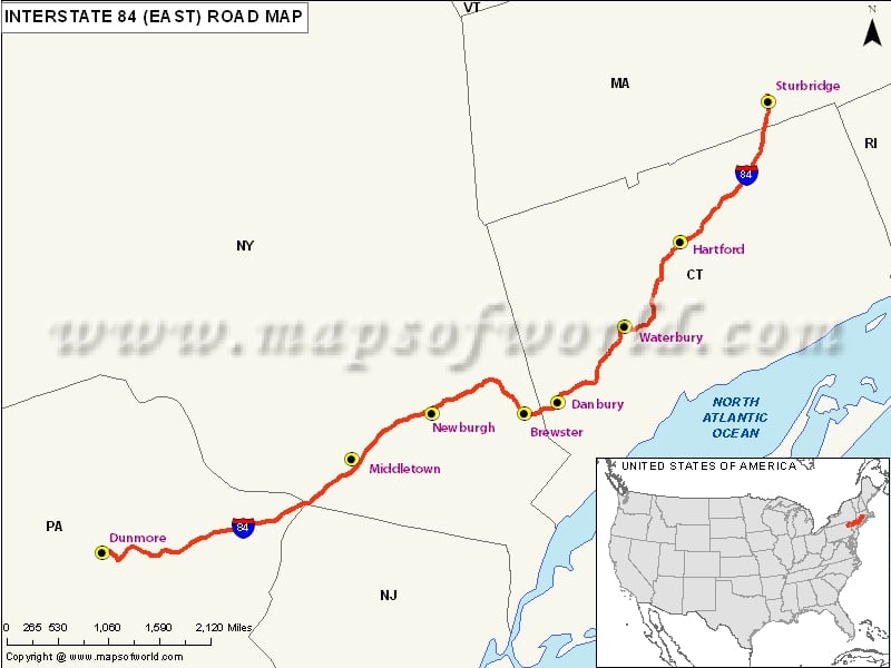 US Interstate 84 East Map