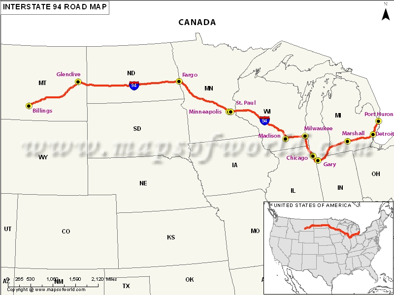 US Interstate 94 Map