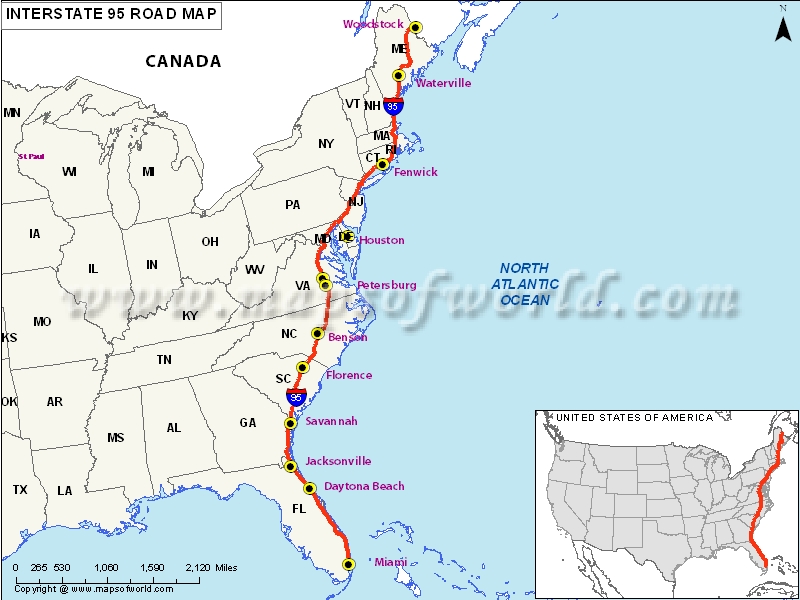 US Interstate 95 Map