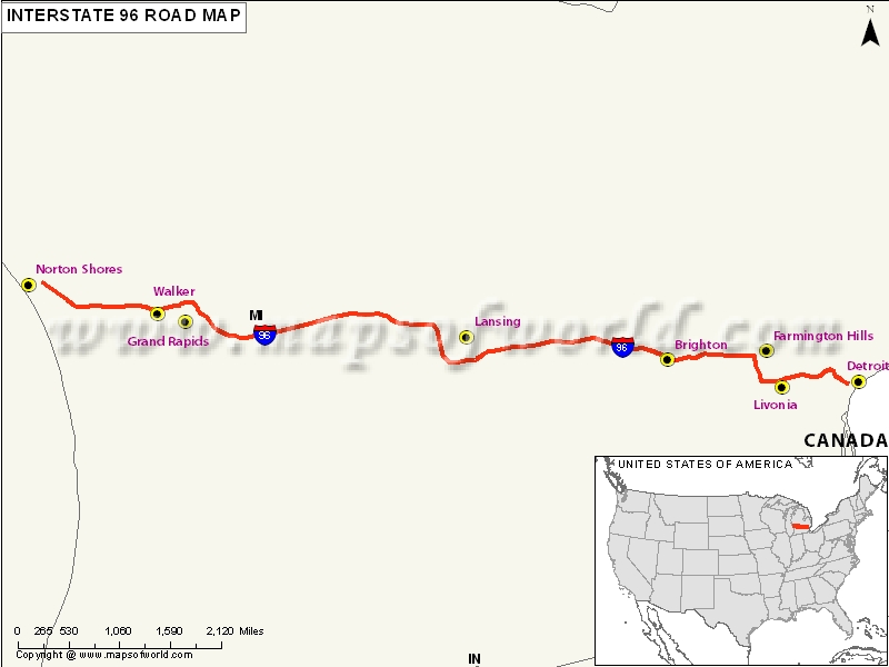 US Interstate 96 Map