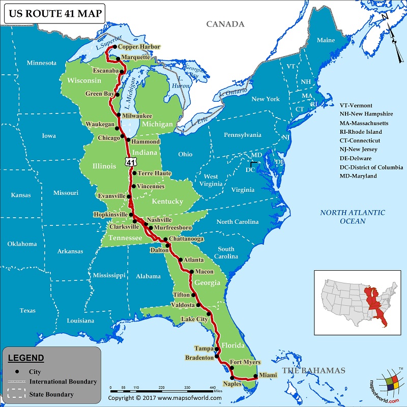 US Route 41 Map