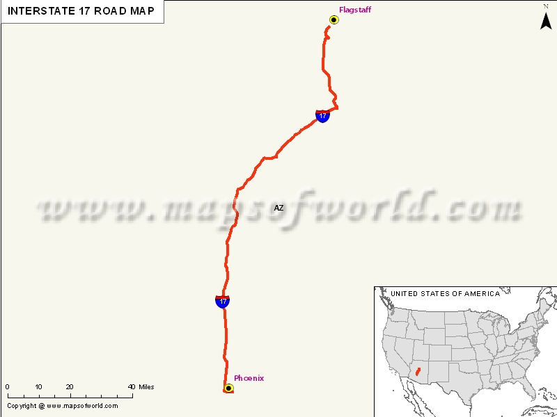 USA Interstate 17 Map