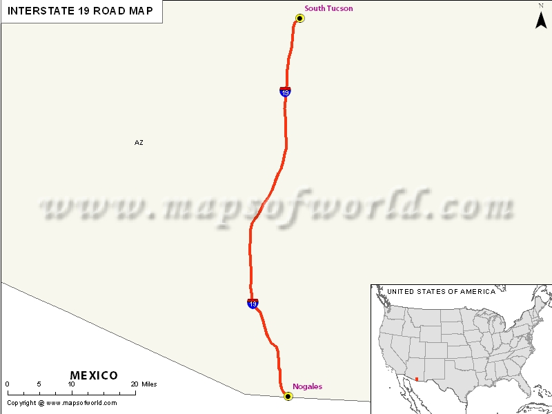 USA Interstate 19 Map