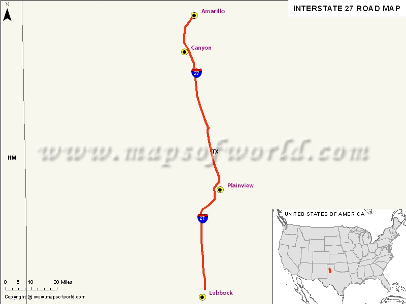 USA Interstate 27 Map