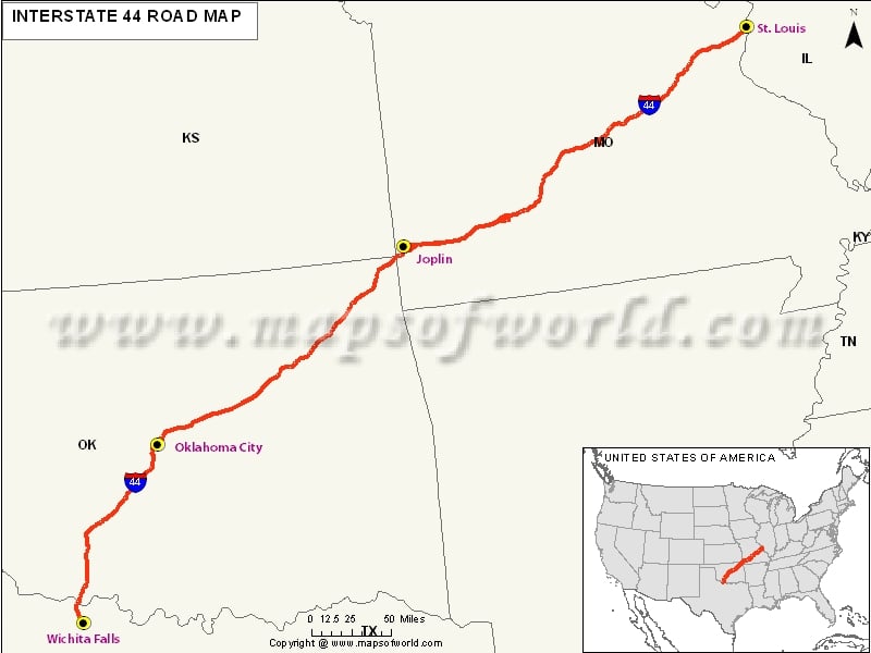 USA Interstate 44 Map
