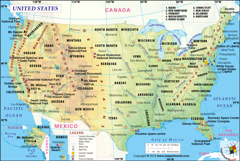 Usa Map Map Of The United States Of America