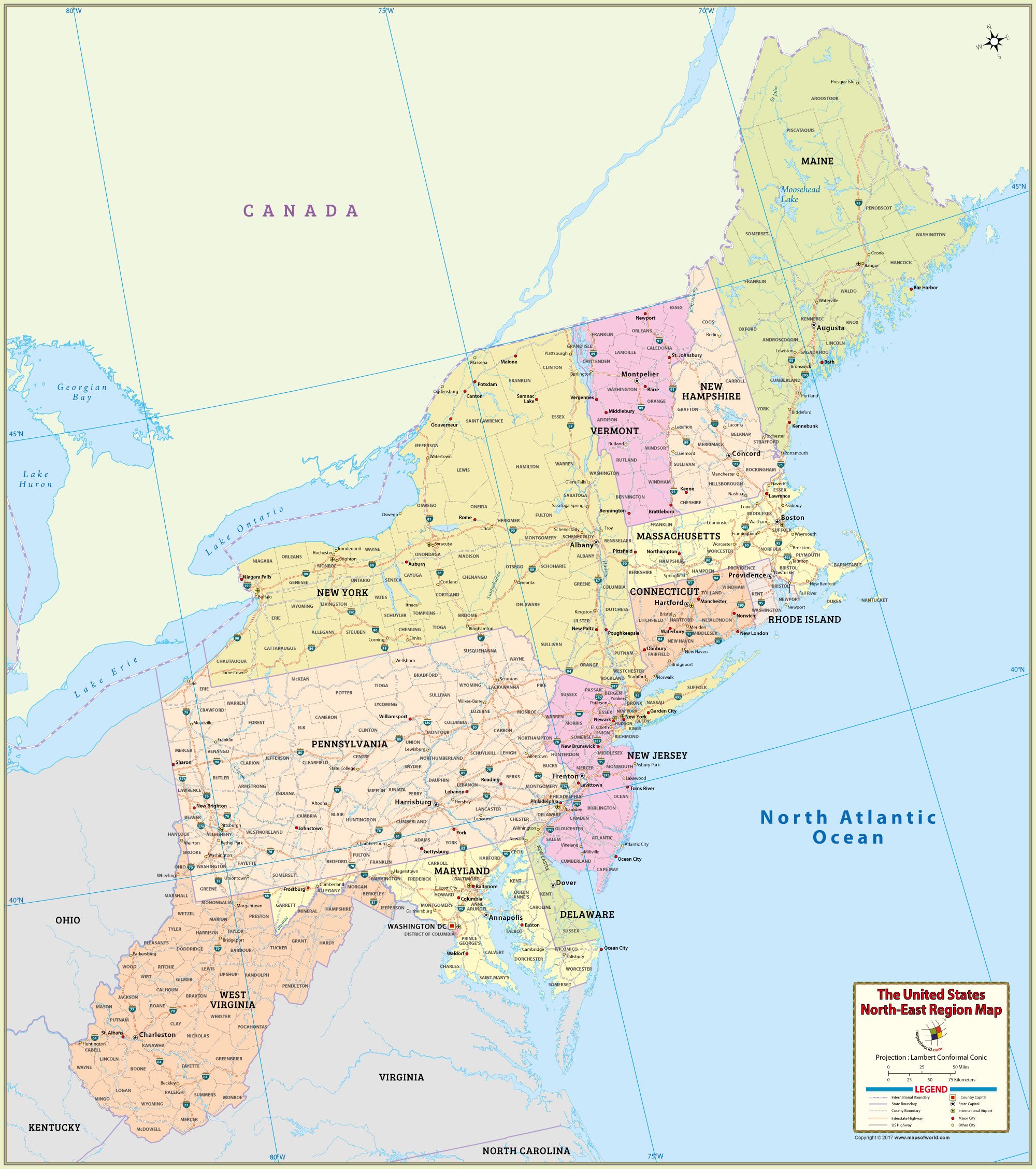 Large Northeast Region Map HD Image [2000 x 2256 pixel]