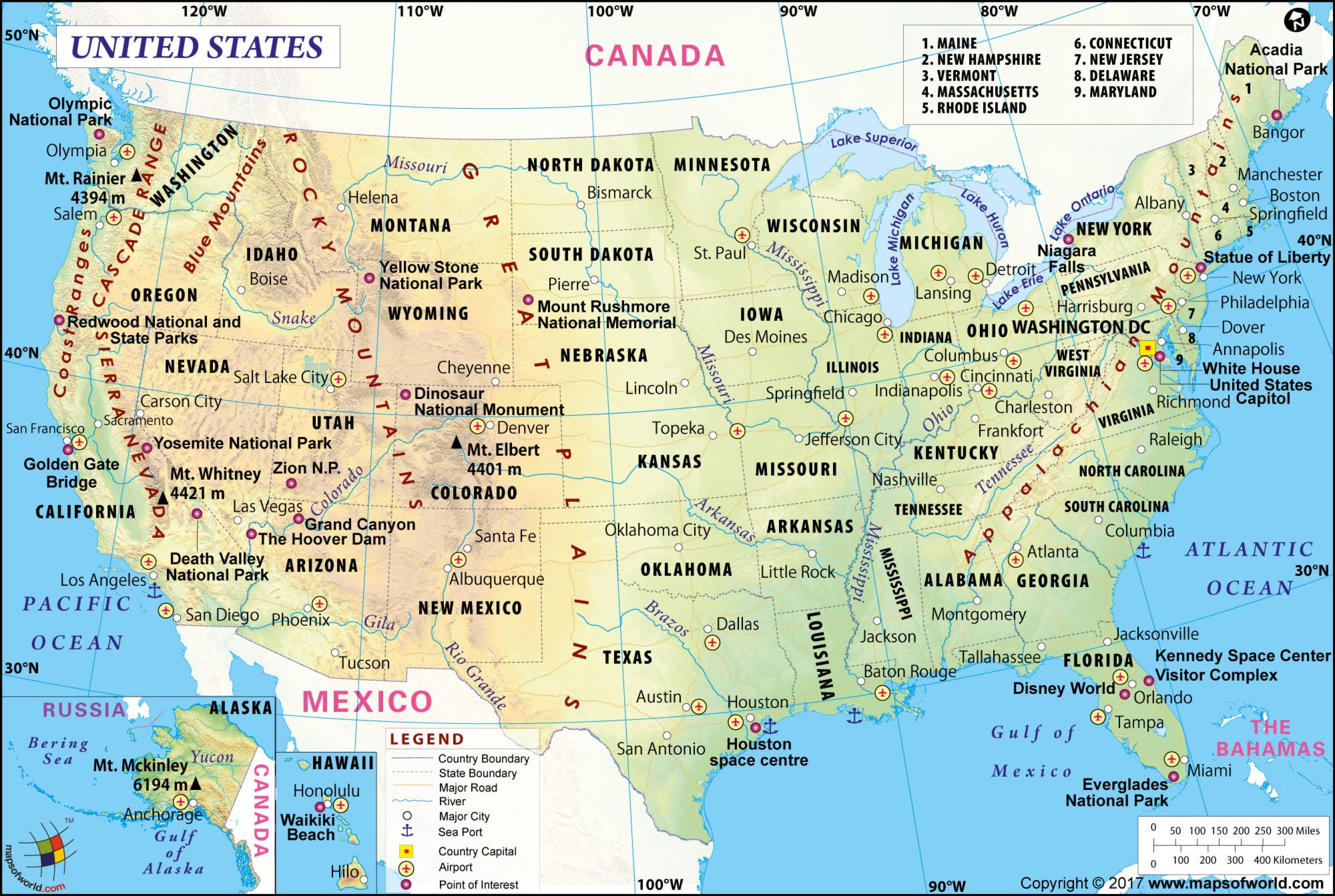 Large America/US Map Image [2000 x 1343 pixel]