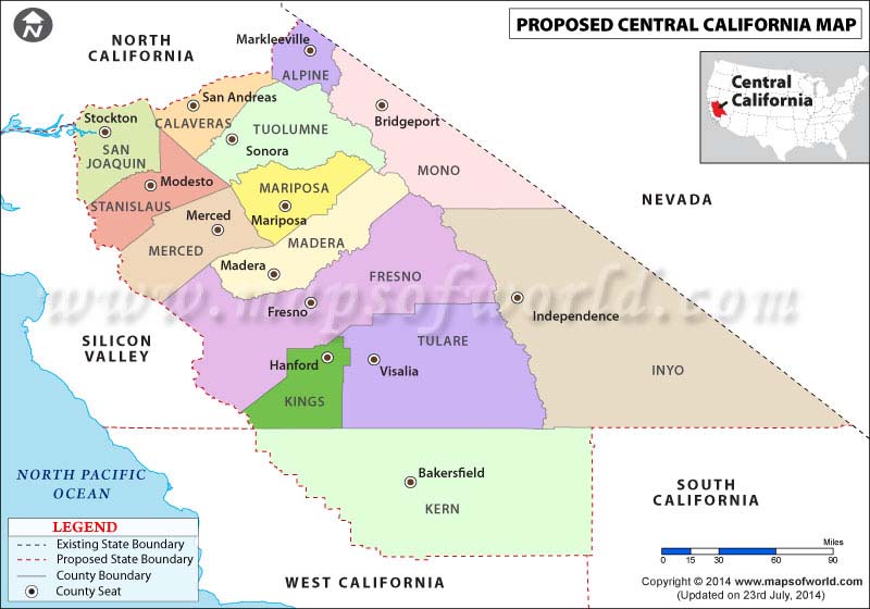 Central California Map (Proposed U.S. State)