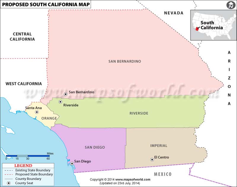 South California Map (Proposed U.S. State)