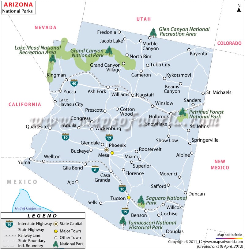 Arizona National Parks Map
