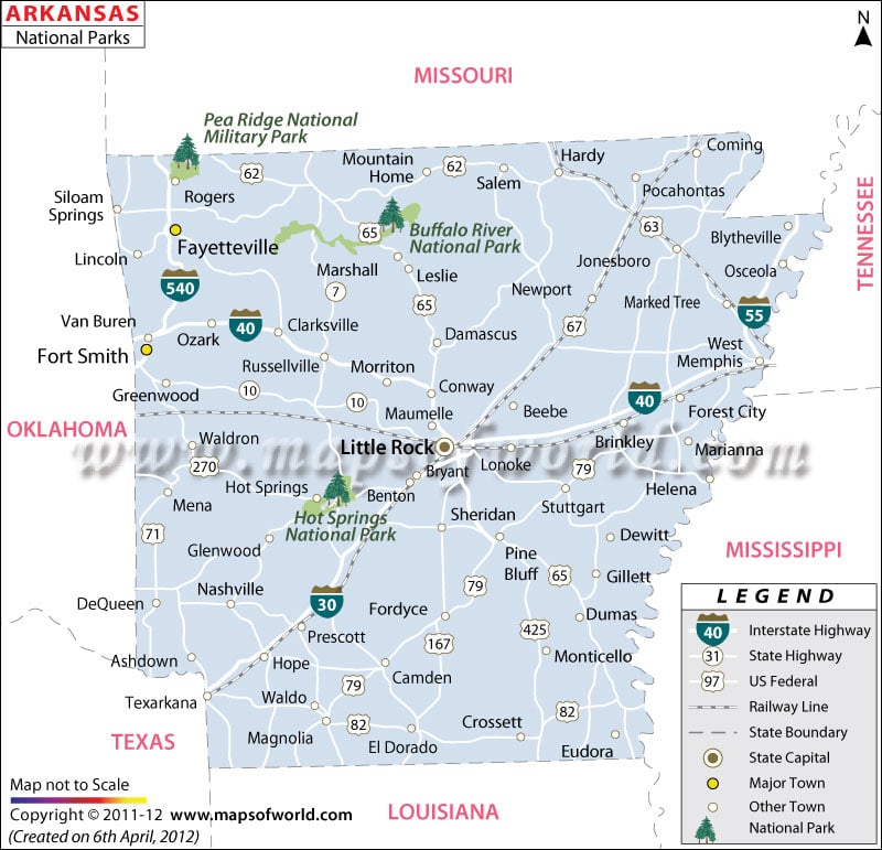Arkansas National Parks Map