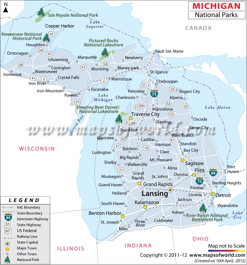 Michigan National Parks Map