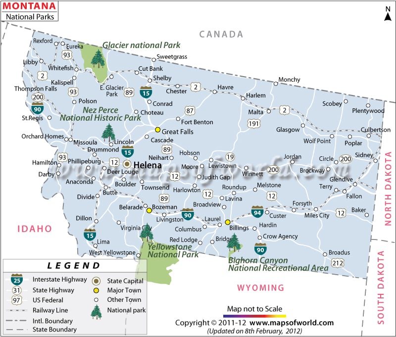 Montana National Parks Map