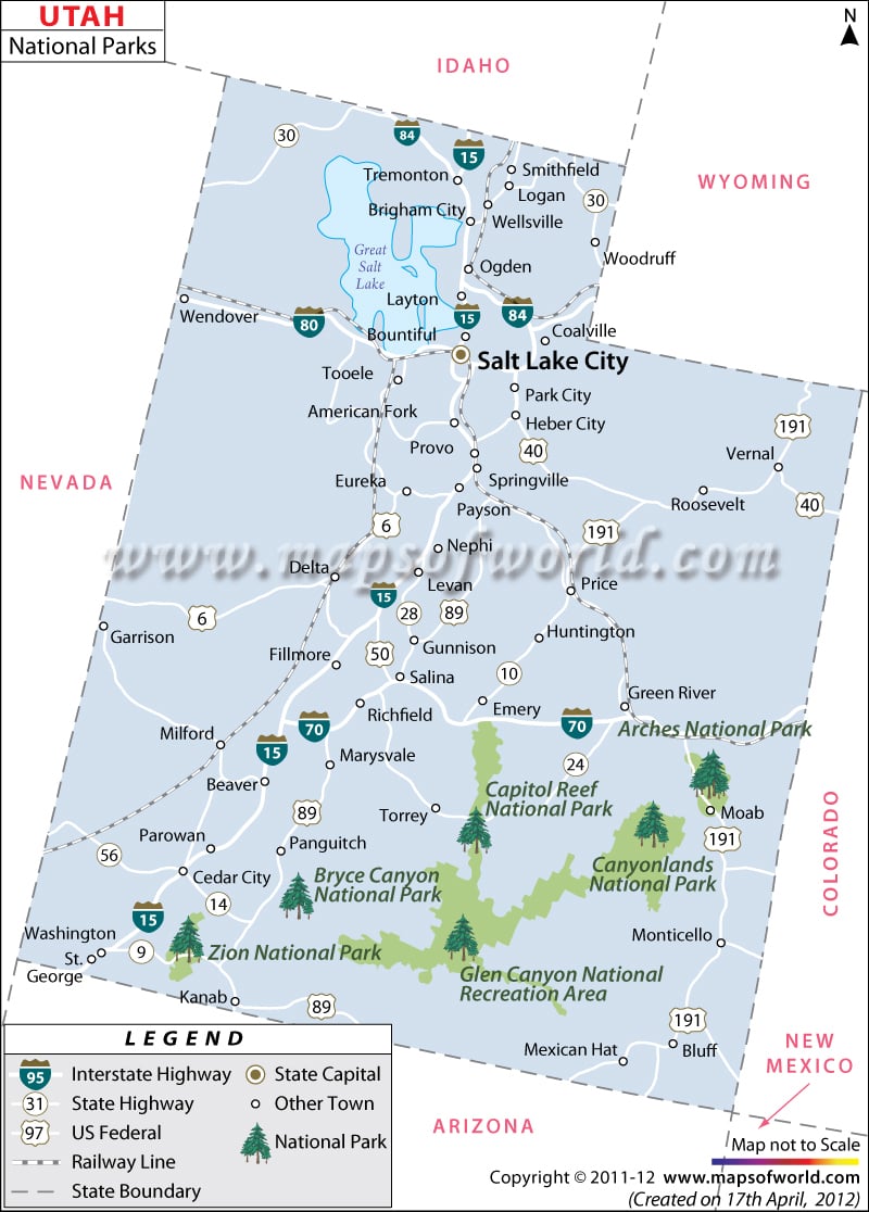 Utah National Parks Map
