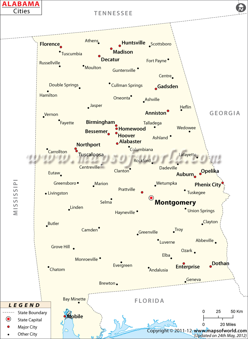 Alabama Cities Map