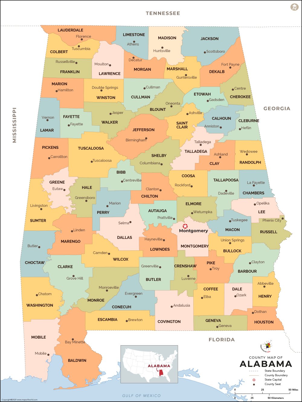 Alabama County Map Alabama Counties