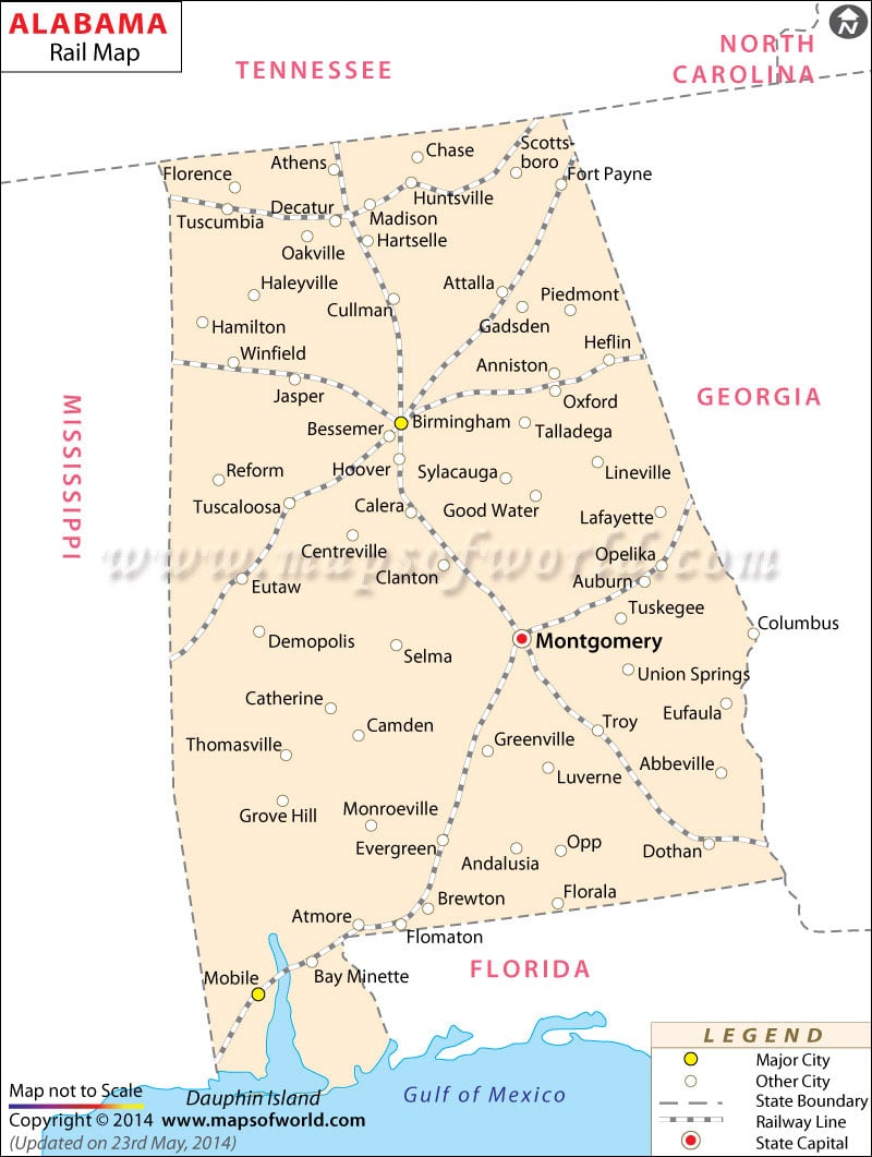 Alabama Rail Map