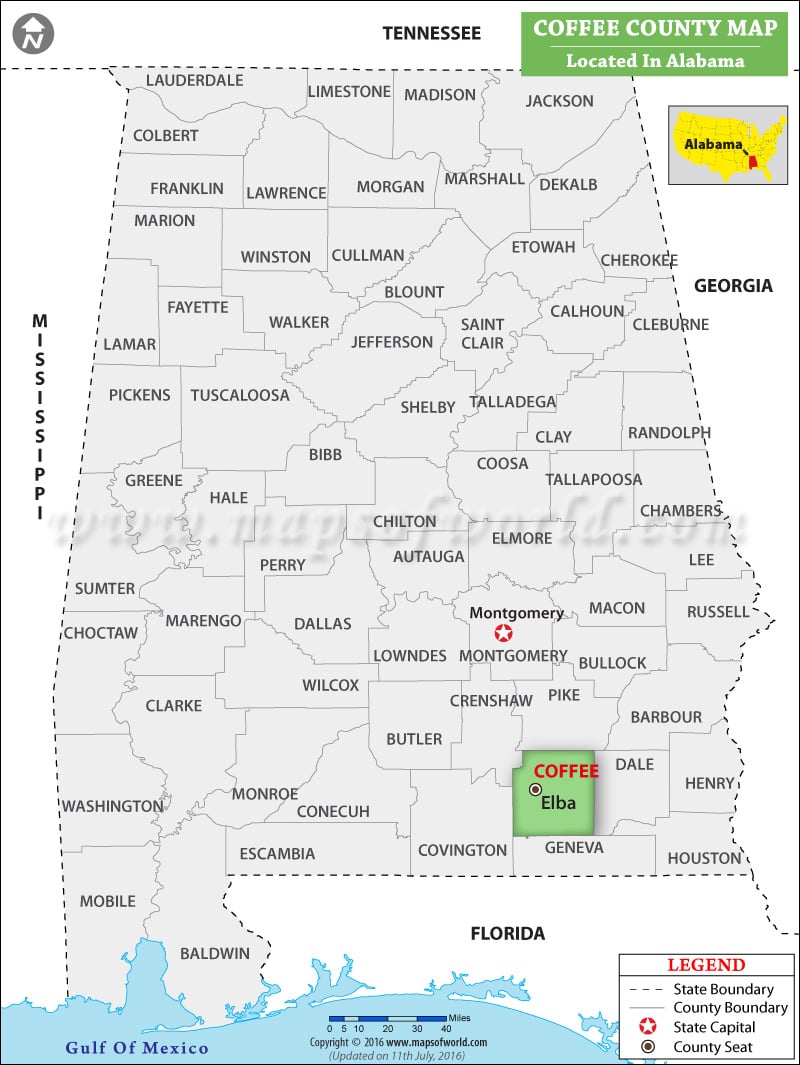 Coffee County Map, Alabama