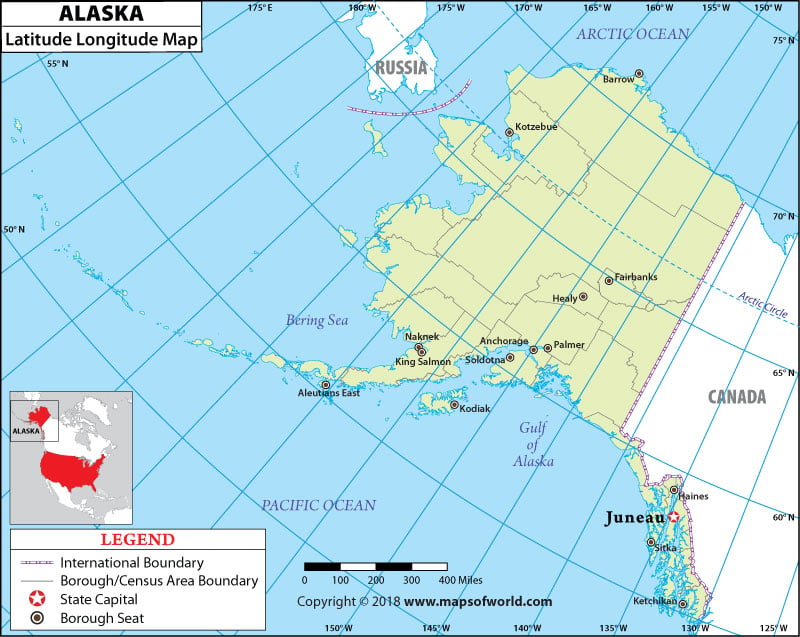 Alaska Latitude And Longitude Map Alaska Lat Long Map