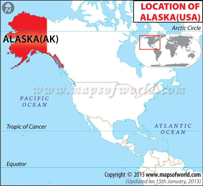 Map of USA Depicting Location of Alaska