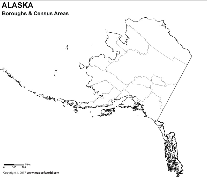 Blank Alaska Borough Map For Kids To Color