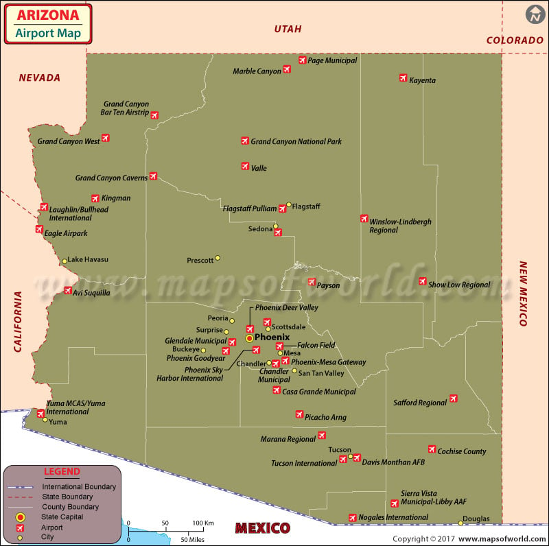 Arizona Airports Map
