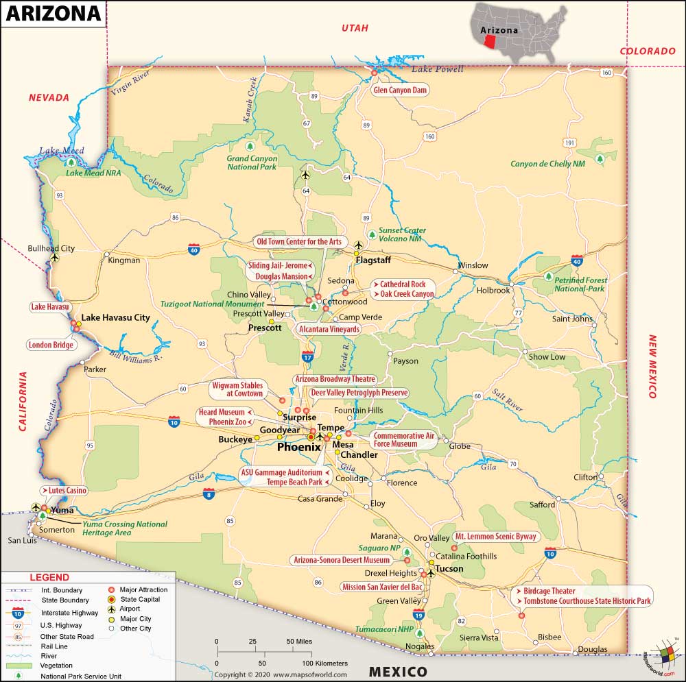 Arizona Map Map Of Arizona State Maps Of World