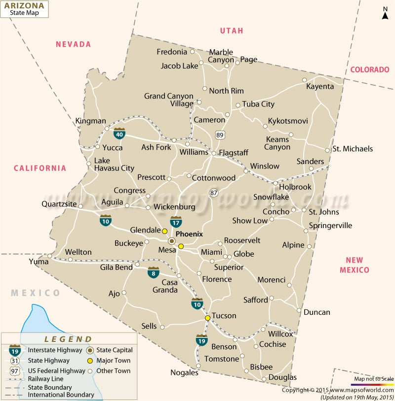 Arizona State Map Az State Map