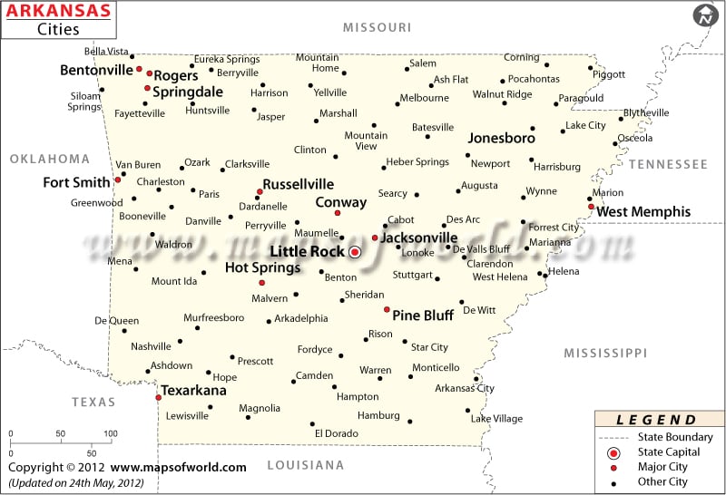 Cities in Arkansas, Arkansas Cities Map