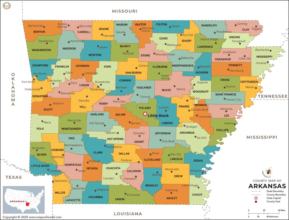 Arkansas County Map Arkansas Counties