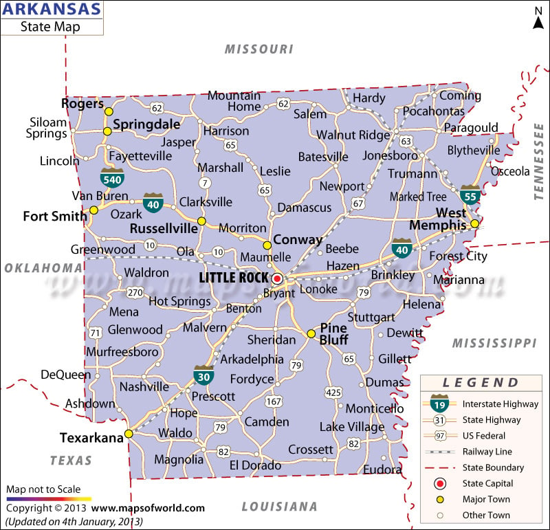State Map of Arkansas