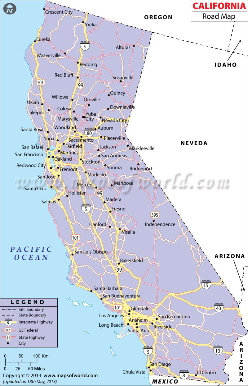 California Road Map California Highway Map