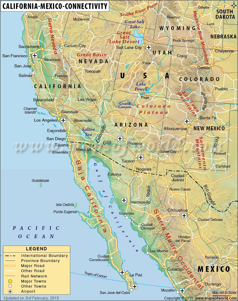 karta mexica Map of California and Mexico karta mexica