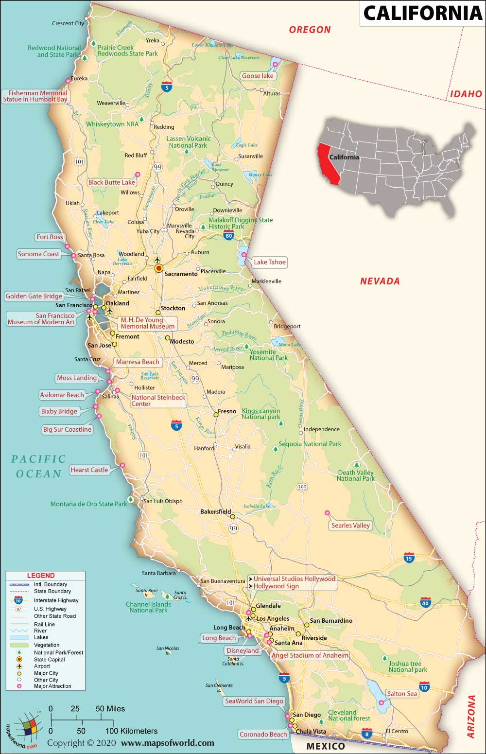 kalifornija mapa California Map, Map of California (CA) kalifornija mapa