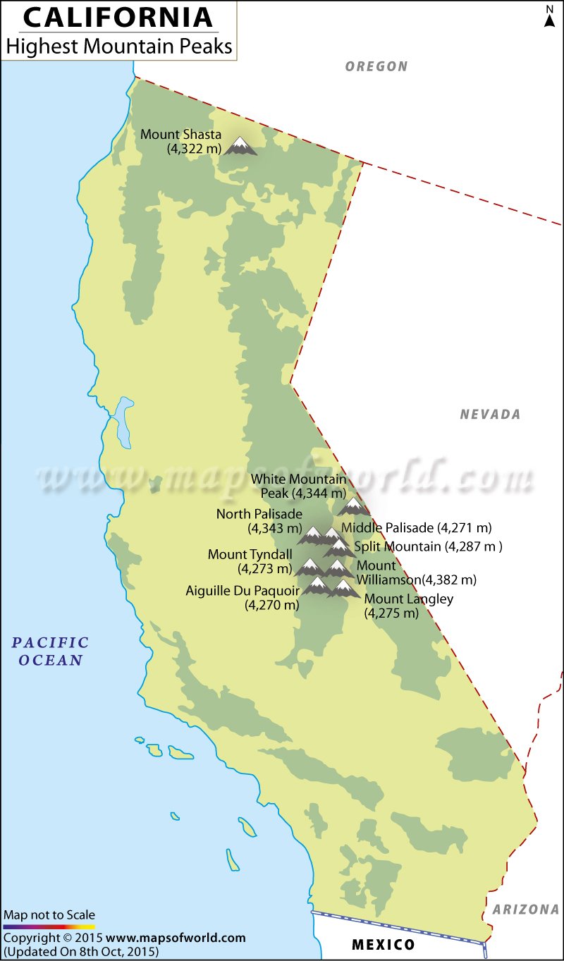 California Mountain Ranges Map