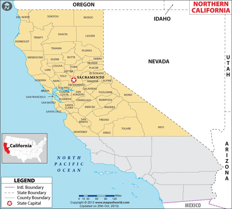 Map Of Northern California Northern California Map