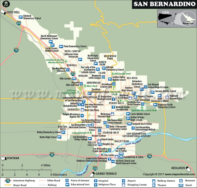 San Bernardino City Map California