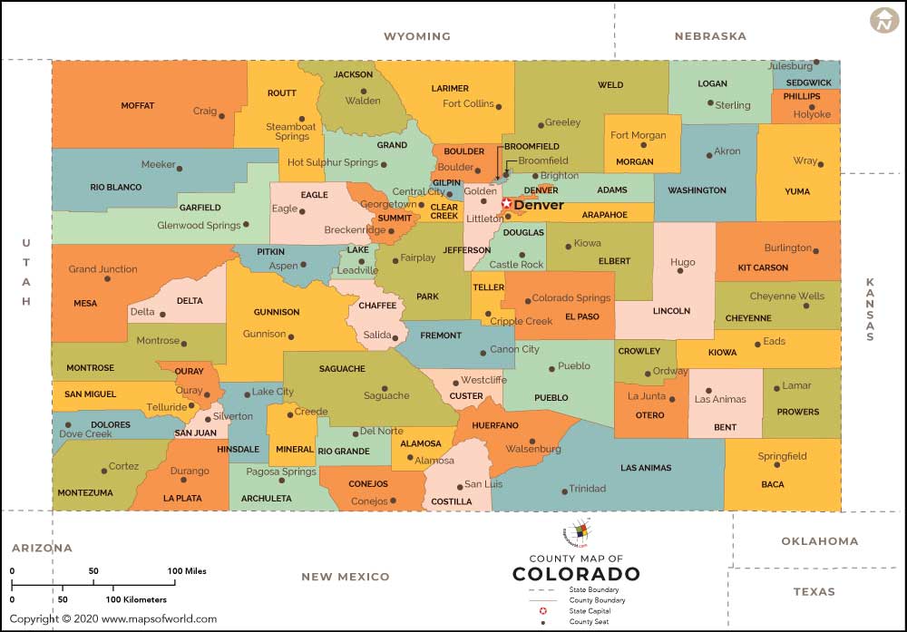 Colorado State Map With Counties And Cities Map Quiz