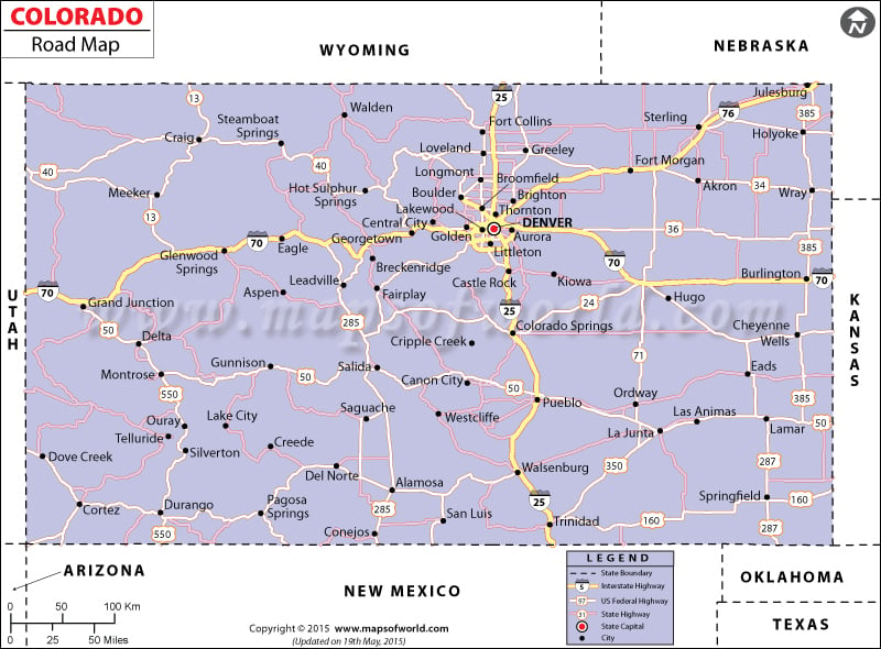 Colorado Road Map Highways In Colorado