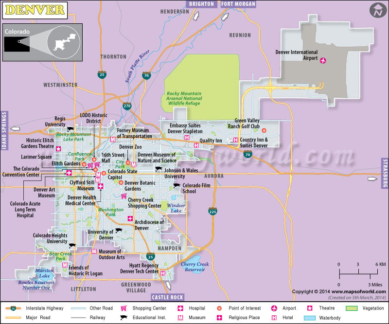 Denver Map Capital Of Colorado Map Of Denver City