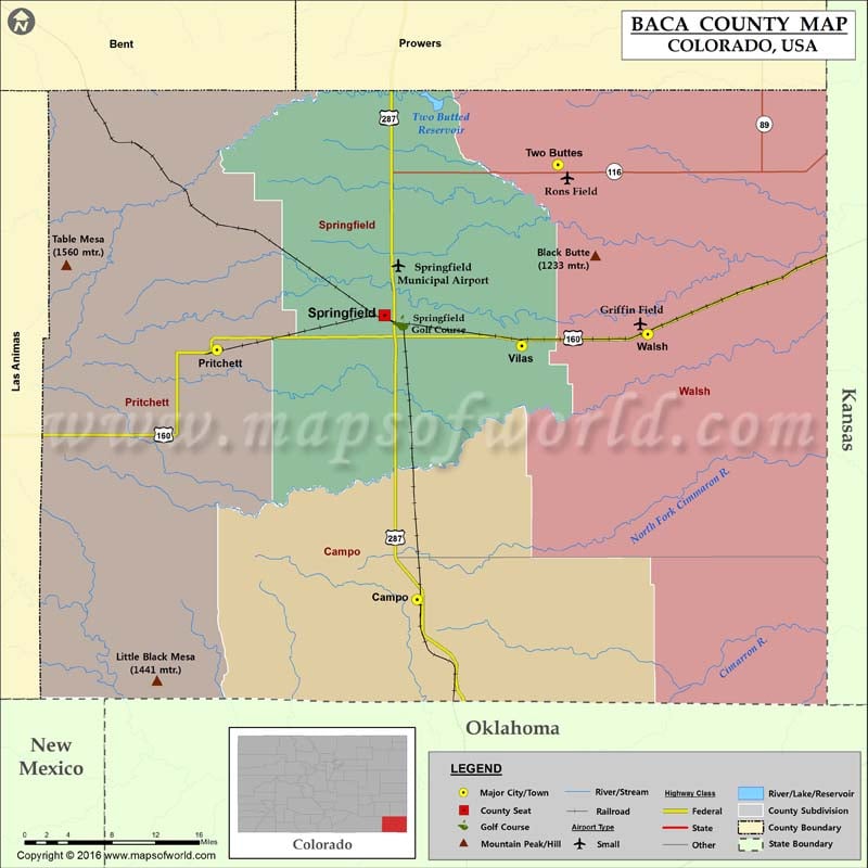 Baca County Map Colorado Map Of Baca County Co