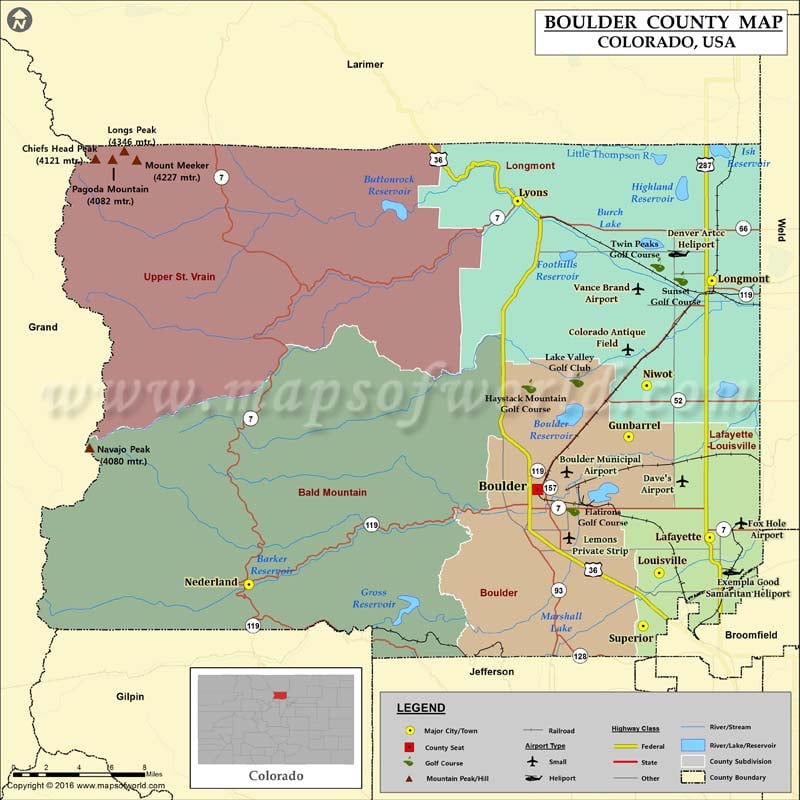 Boulder County Map, Colorado Map of Boulder County, CO