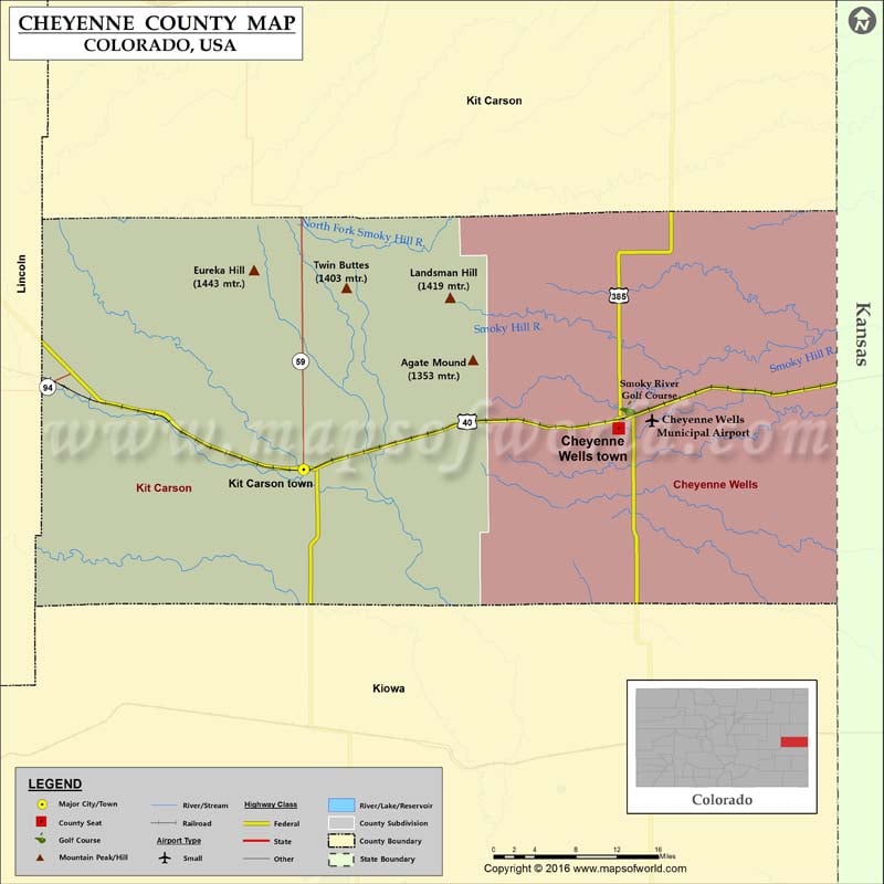 Map of Cheyenne County, CO