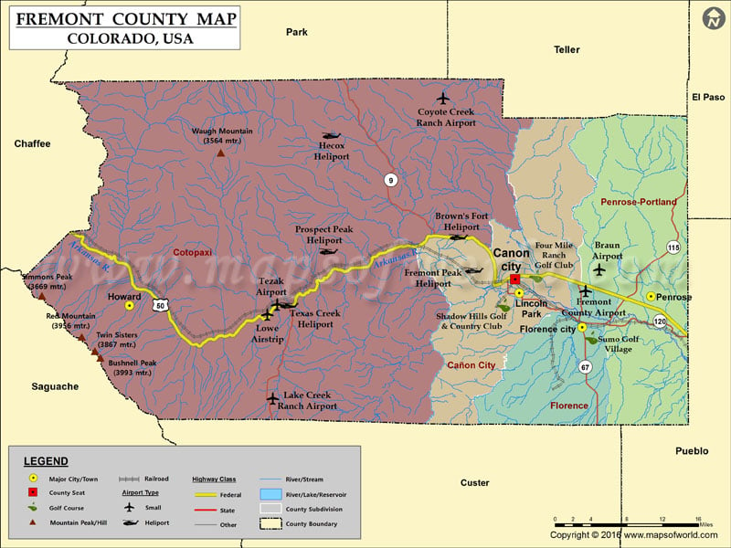 Map of Fremont County, CO