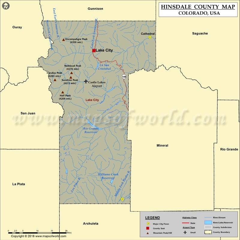 Map of Hinsdale County, CO