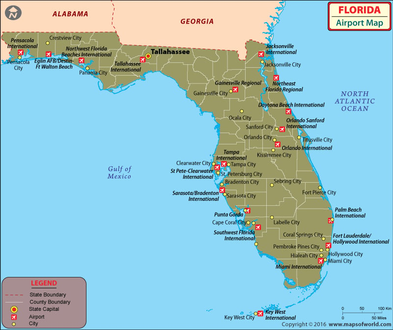 airports in florida, florida airports map